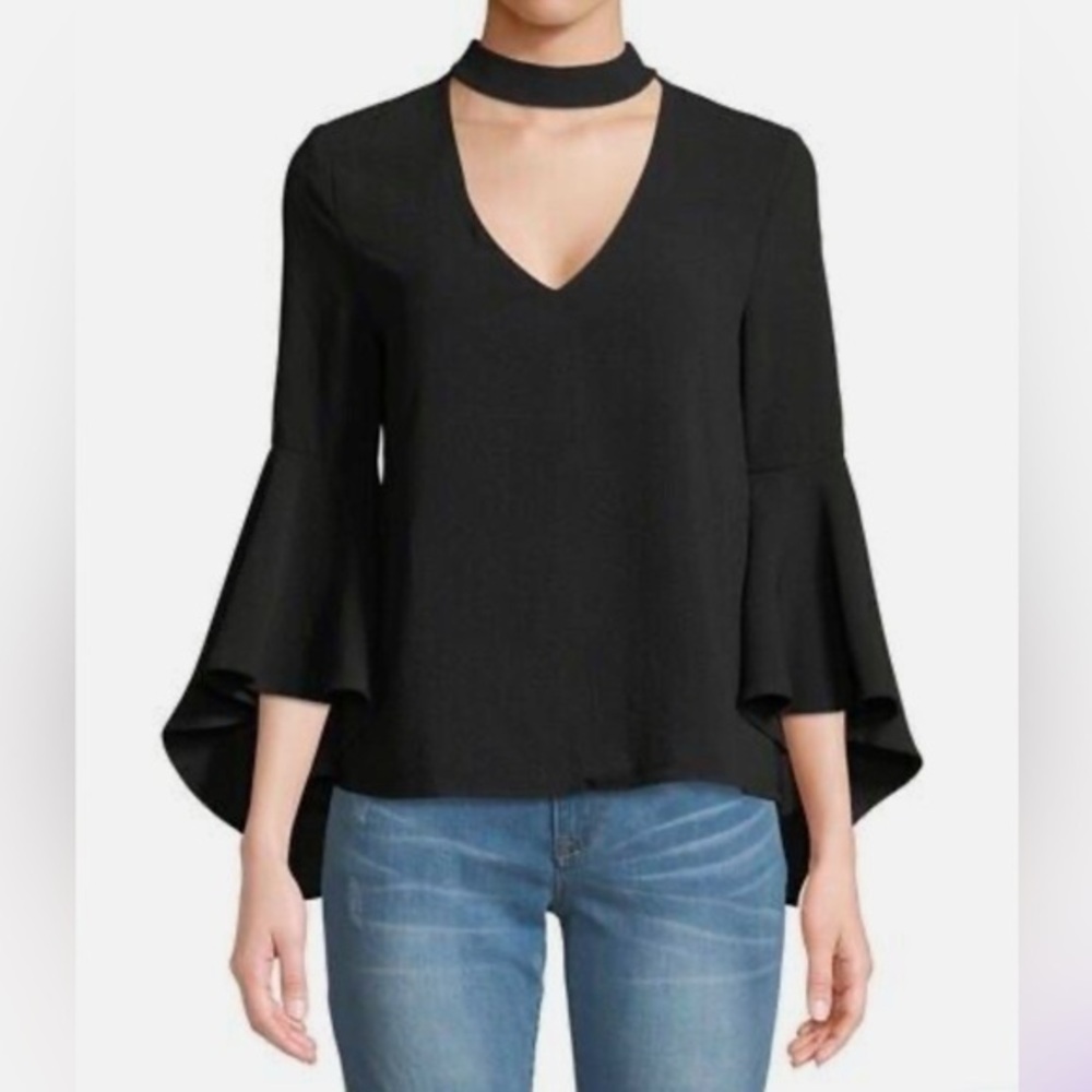 WAYF Ryan Choker Top Keyhole Cutout Neckline Bell Sleeve Blouse Nordstrom